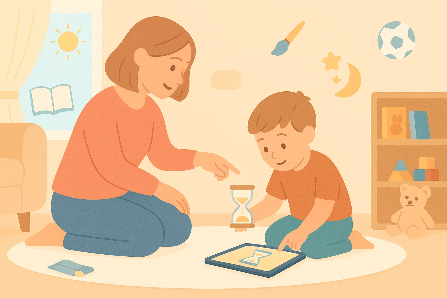 ребенок играет с планшетом